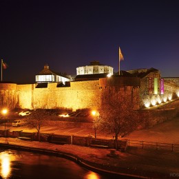 View of castle just after dusk