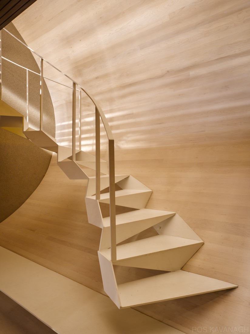 Interior view of steel stairway