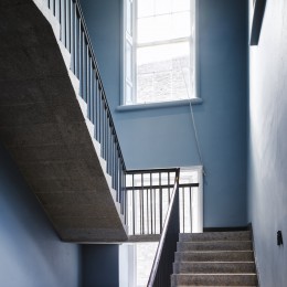 Interior view of stairwell showing flooring