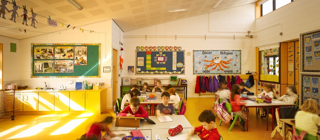 View of classroom showing school children