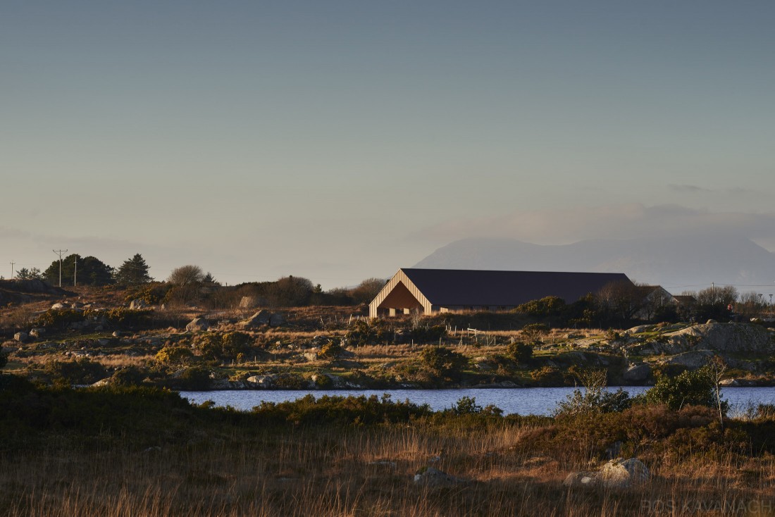 Exterior view of centre showing the Connemara bog and Lough Aroolagh